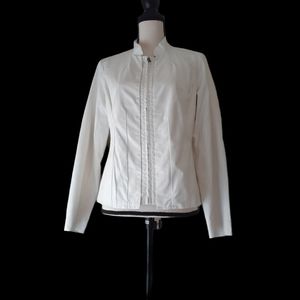 CHICO'S Paulina Faux Ecru Jacket White 0 NWT